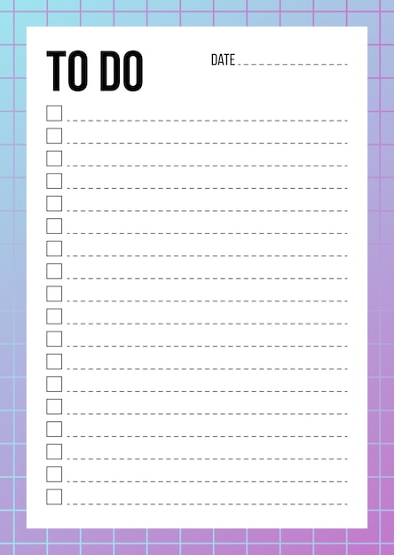 Abstract To Do List template with check and place for date and notes