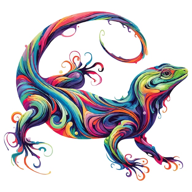 Vector abstract lizard multicolored paints colored drawing vector illustration