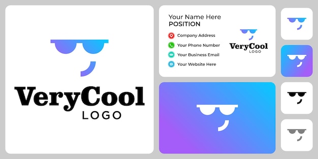 Abstract logo about someone wearing cool glasses with business card template