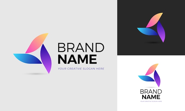 abstract logo concept of three leaves forming a triangle in 3 colors. vector edited vectors  