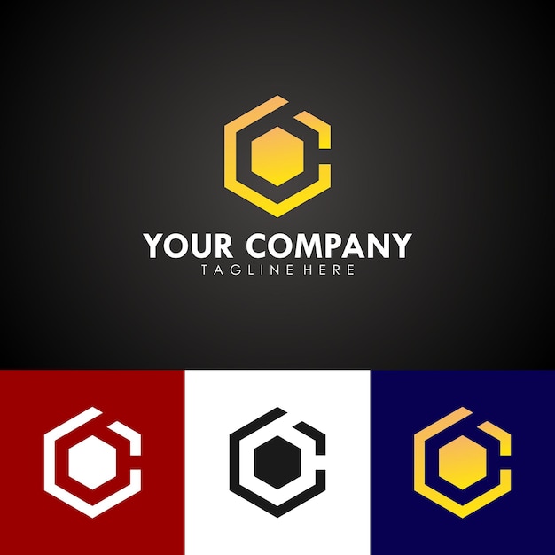 Vector abstract logo design for your company branding, with hexagonal geometry