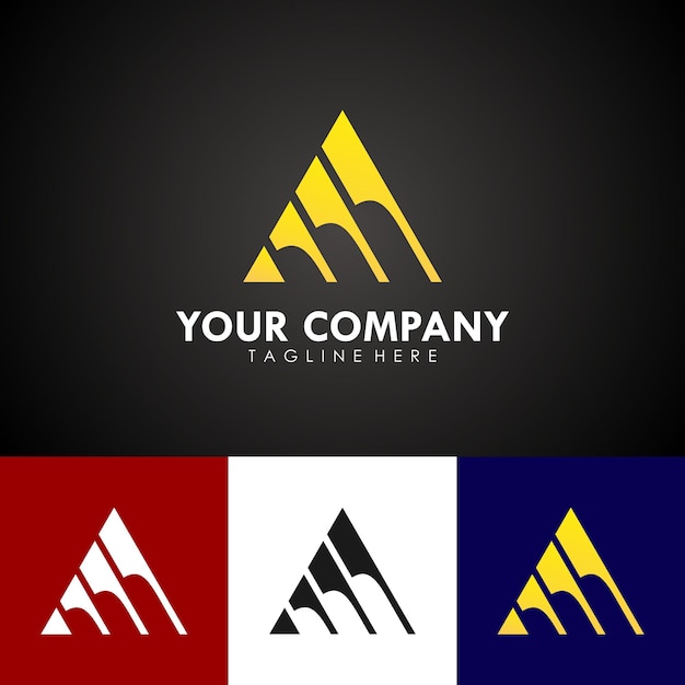 三角形のジオメトリを使用した、会社のブランディング用の抽象的なロゴデザイン