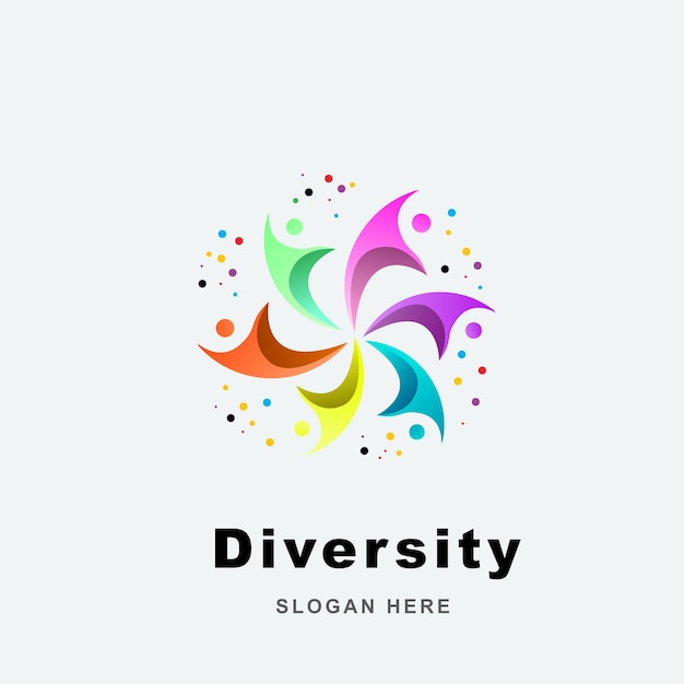 抽象的なロゴの多様性と連帯の人々 サークル社会チームのロゴ