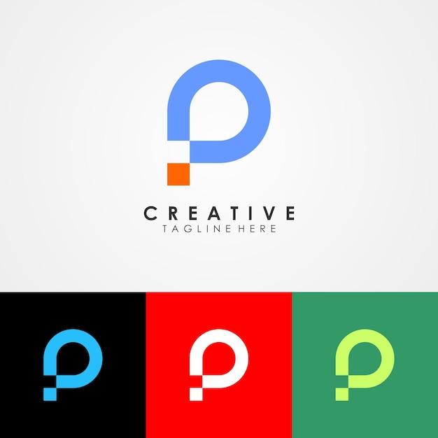 Abstract logo gemaakt met een vergrootglassymbool dat lijkt op de letter P