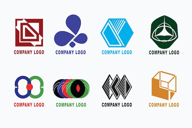 Abstract Logo And Icon Set Elements Collection Isolated On White Vector Flat Icons For Business