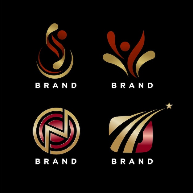 Abstract logo in gouden kleur ontwerpconcept collectie