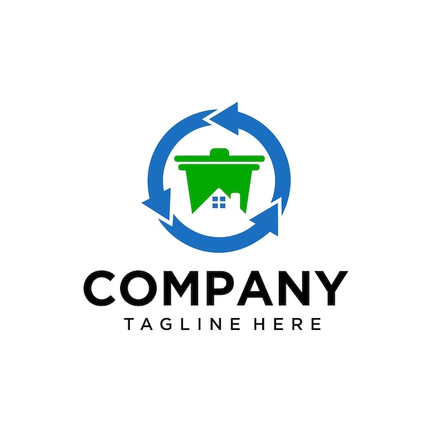 Абстрактный логотип дома и вектор мусорного бака