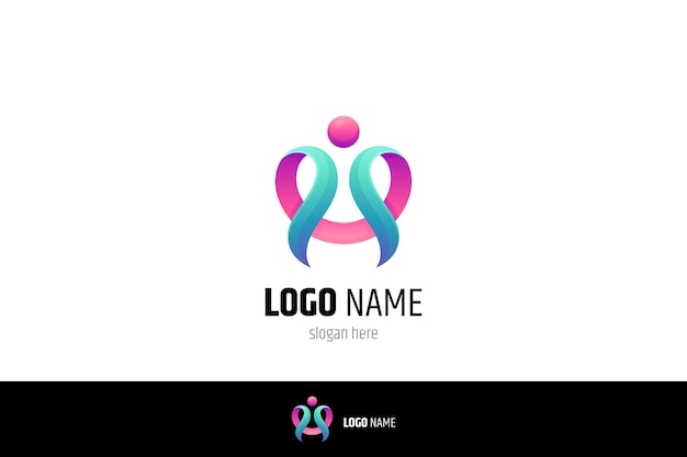 Vector abstract logo of people a symbol of caring business and leadership3d concept with colorful gradient color