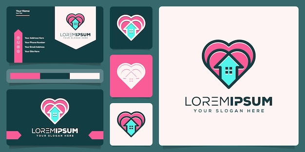 Абстрактный дизайн логотипа любви и дома