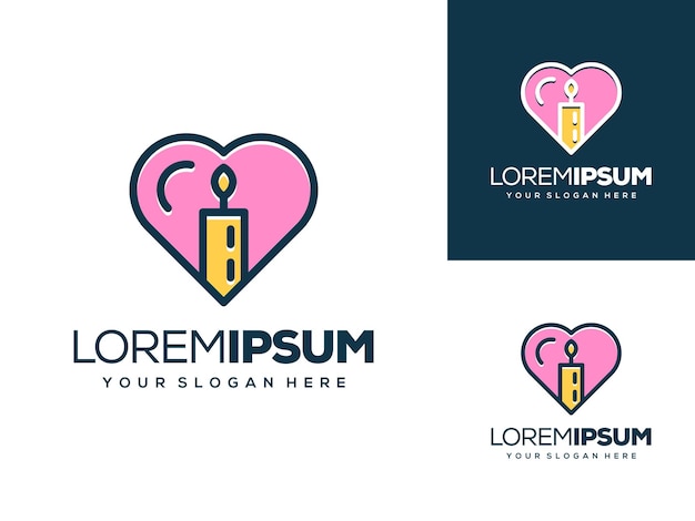 Abstract love and candle logo design