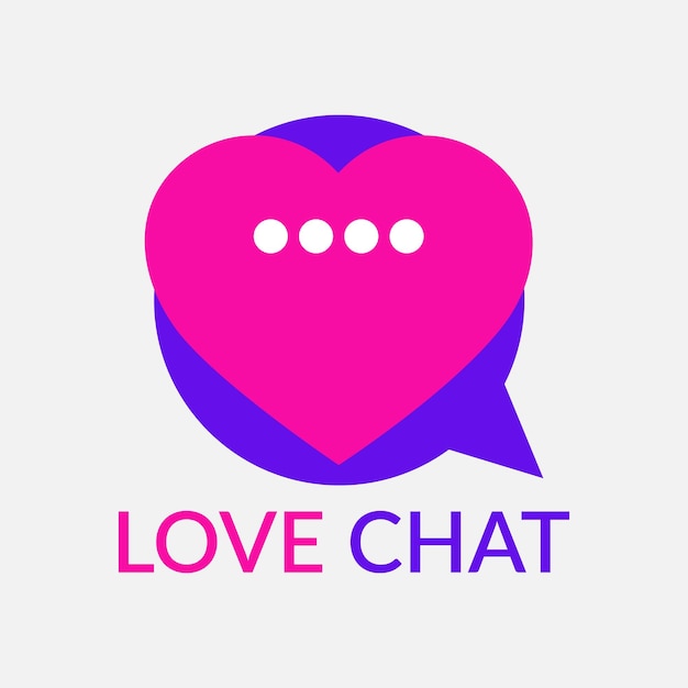 Abstract Love Chat modern minimalist emblem logo design