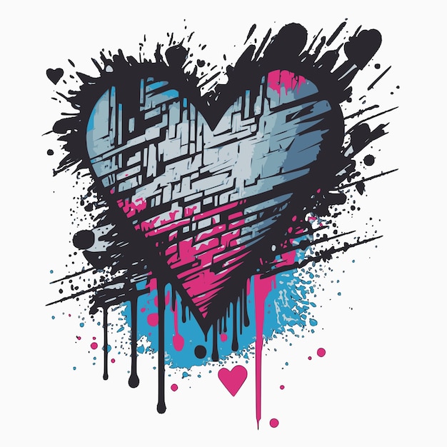 Abstract love heart shape Graffiti style printable design for tshirts mugs cases