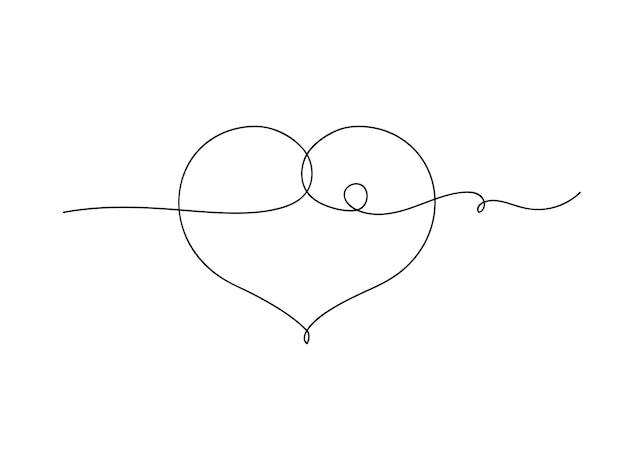 Vector abstract love heart symbol continuous one line art drawing