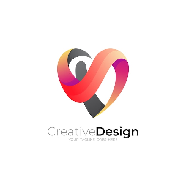 Logo dell'amore astratto semplice icona della clinica vector design di beneficenza