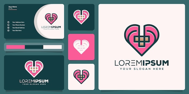 Vector abstract love and medical logo design