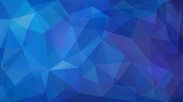 Vector abstract low poly background of triangles in blue colors