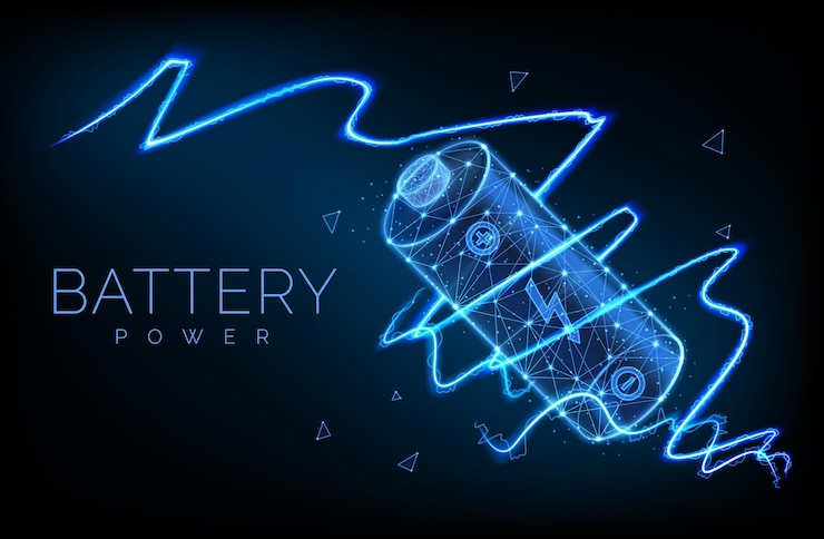 Vector 放電または雷による抽象的な低ポリバッテリー充電
