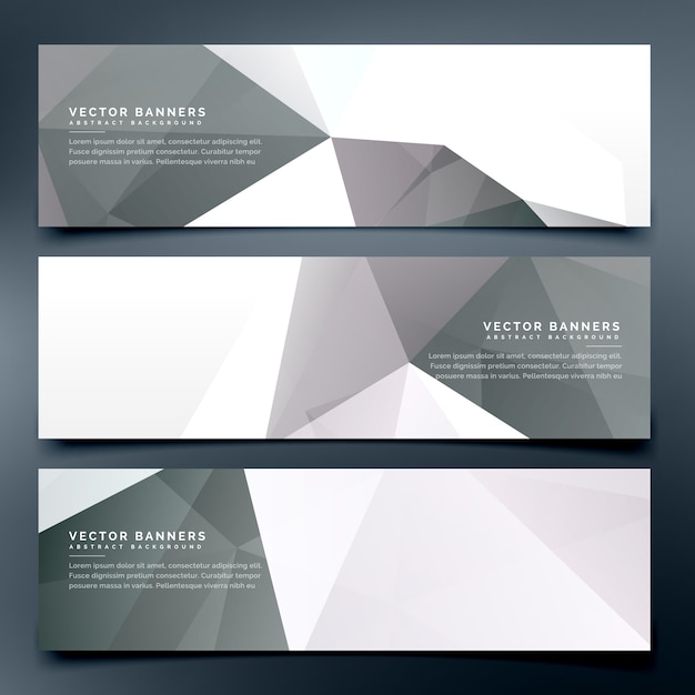 Vector abstract low poly header banners set background