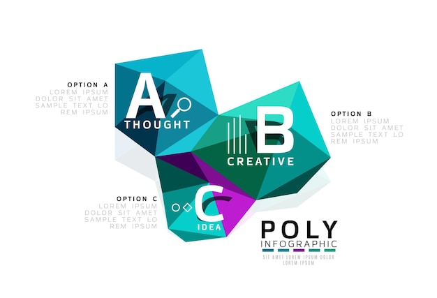 Abstract low poly infographics vector template