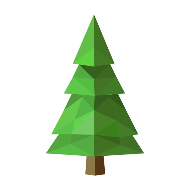 Icona astratta dell'albero di pino basso poli isolato stile geometrico poligonale 3d low poly