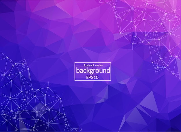 Abstract low poly Purple technology vector background Connection structure Vector data science background Polygonal vector background Molecule And Communication Background