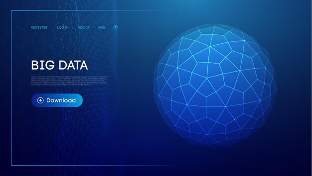 Abstract low poly sphere digital network background Geometric futuristic blue tecgnology background Low poly wire frame vector design