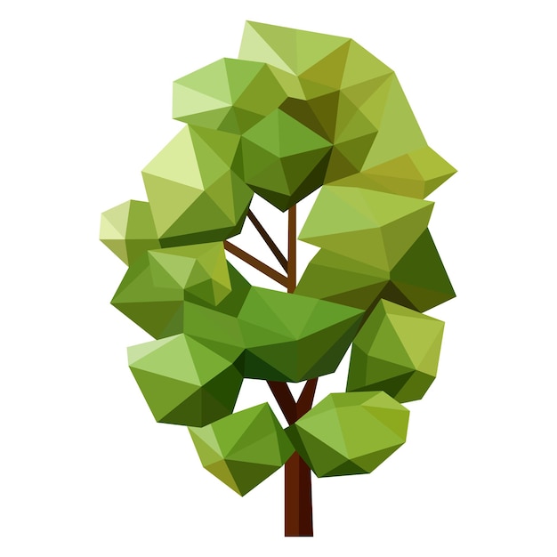 Абстрактный низкополи дерево икона изолированный геометрический лес многоугольный стиль 3d низкополи символ стилизованный элемент эко-дизайна дизайн для плаката флаера обложки брошюры векторная иллюстрация