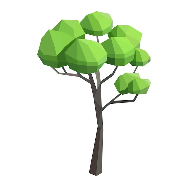 Абстрактная иконка низкополигонального дерева изолирована Геометрический многоугольный стиль 3d низкополигональная