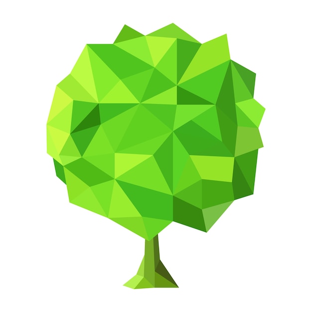 Abstract low poly tree icon isolated Geometric polygonal style 3d low poly