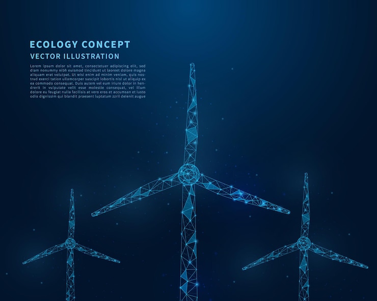 Vector abstract low poly wind turbines