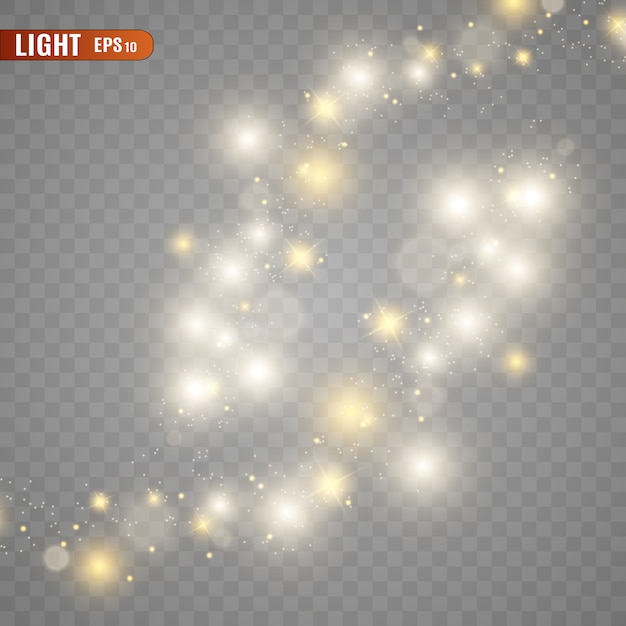 Abstract luminous lights isolated on transparent background. Light effect.