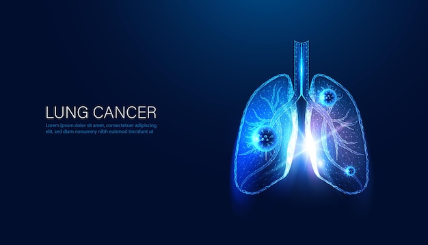추상 폐 다각형 디지털 라인 및 병원체 개념 폐 질환 결핵 폐암