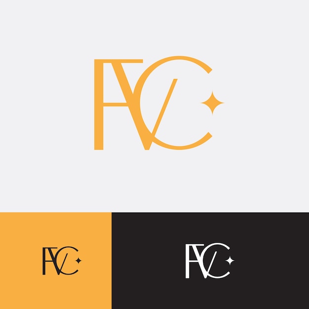 Vector abstract luxe monogram logo fvc met vonk voor mode- en schoonheidsbedrijf