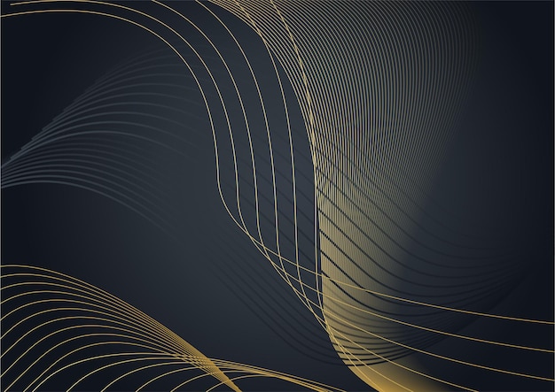 Vector abstract luxurious black background with golden line. elegant modern background with copy space. you can use for cover brochure template, poster, banner web, print ad, etc.