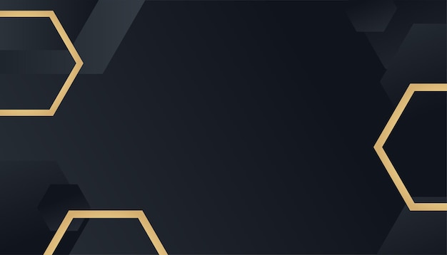 Fondo lussuoso astratto dell'oro nero. moderno modello di banner scuro vettoriale con motivi di forma geometrica. design grafico digitale futuristico