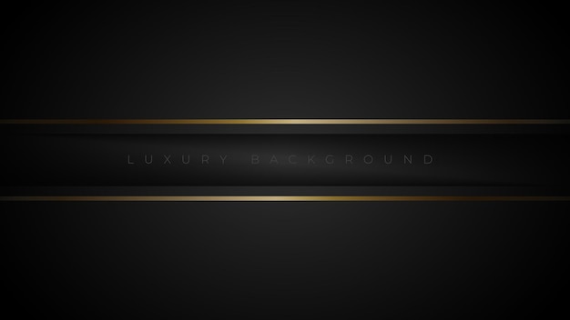 Abstract luxury black background with gold lines. Minimal elegant dark background