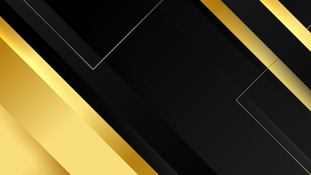 Vector abstract luxury black and gold background with geometric lines and shapes