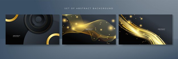 Vector abstract luxury black and gold background with golden lines
