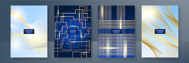 Abstract luxury blue gold line metallic direction luxury overlap design modern futuristic background vector illustration Designed for cover brochure flyer booklet banner poster card invitation