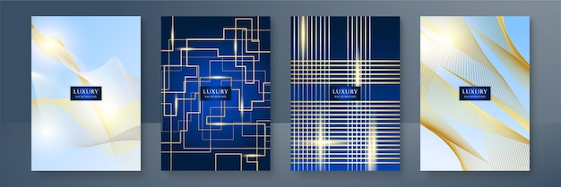 Abstract luxury blue gold line metallic direction luxury overlap design modern futuristic background vector illustration designed for cover brochure flyer booklet banner poster card invitation