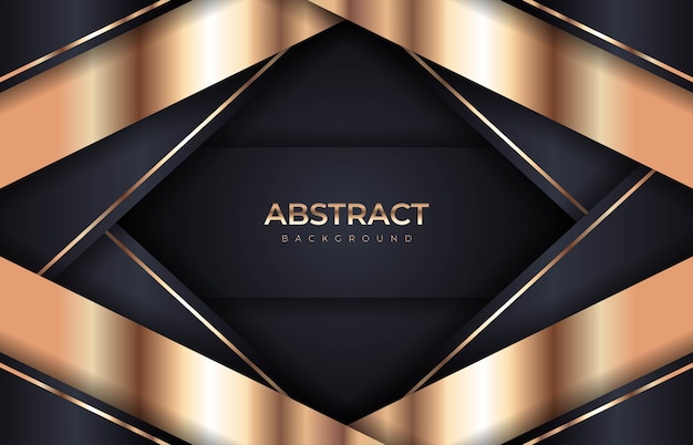 ベクトル 金色の線とオーバーラップモダンな組み合わせで抽象的な豪華な暗い背景。プレミアムベクトル