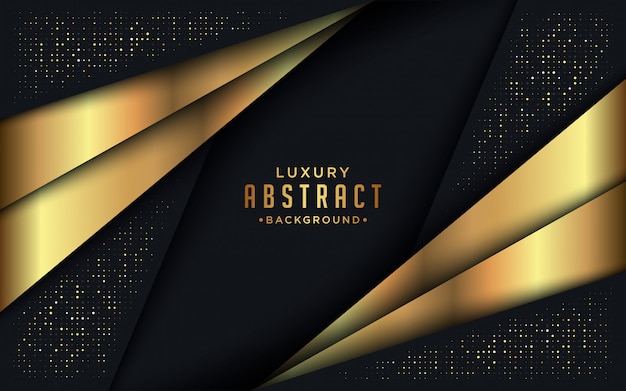 Abstract luxury dark background with golden lines and golden dots combinations.