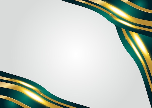 Strato di sovrapposizione verde scuro di lusso astratto con linea dorata su sfondo argento. sfondo di lusso ed elegante. disegno del modello astratto. design per presentazione, banner, copertina, biglietto da visita