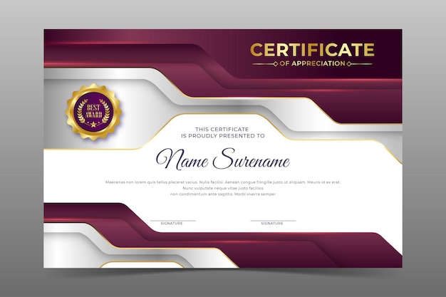 Abstract luxury dynamic red certificate template