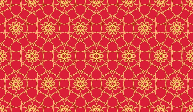 Vector abstract luxury elegant yellow and red floral seamless pattern