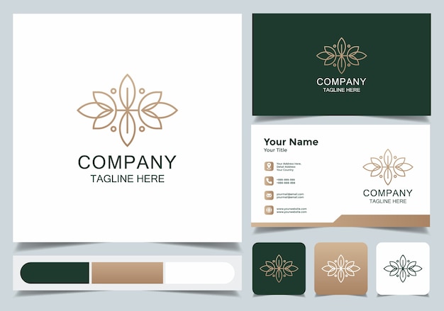 abstract luxury flower logo with business card