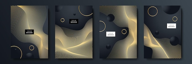 Abstract luxury gold black background with golden lines