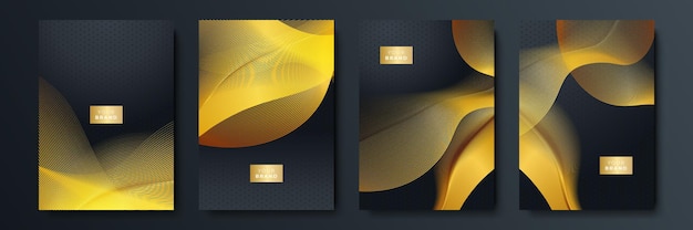 Вектор Абстрактный роскошный золотой черный фон с золотыми линиями