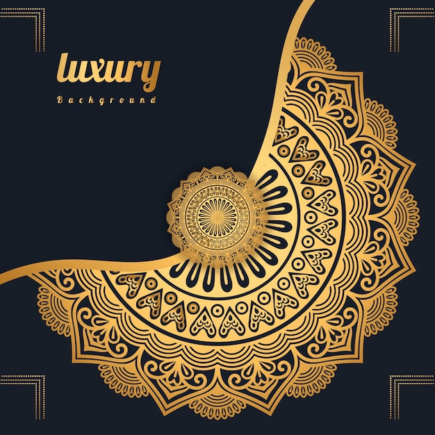 Abstract luxury gold mandala design background for Chinese new year in wedding invitation card