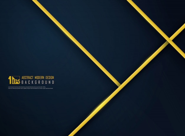 Abstract luxury golden line on gradient classic blue template background